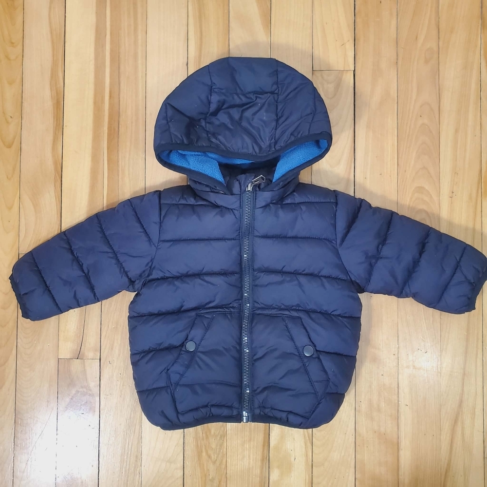 Zara Baby Boy Basic Hooded Puffer Coat Blue